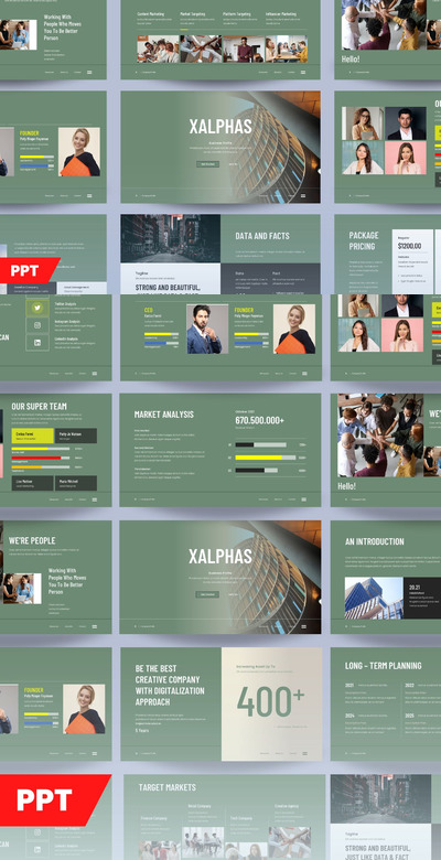 时尚高端清新简约配色的多用途公司简介powerpoint幻灯片演示模板（pptx）