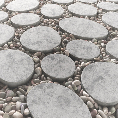 椭圆石块和鹅卵石铺路3D模型（OBJ,FBX,MAX）