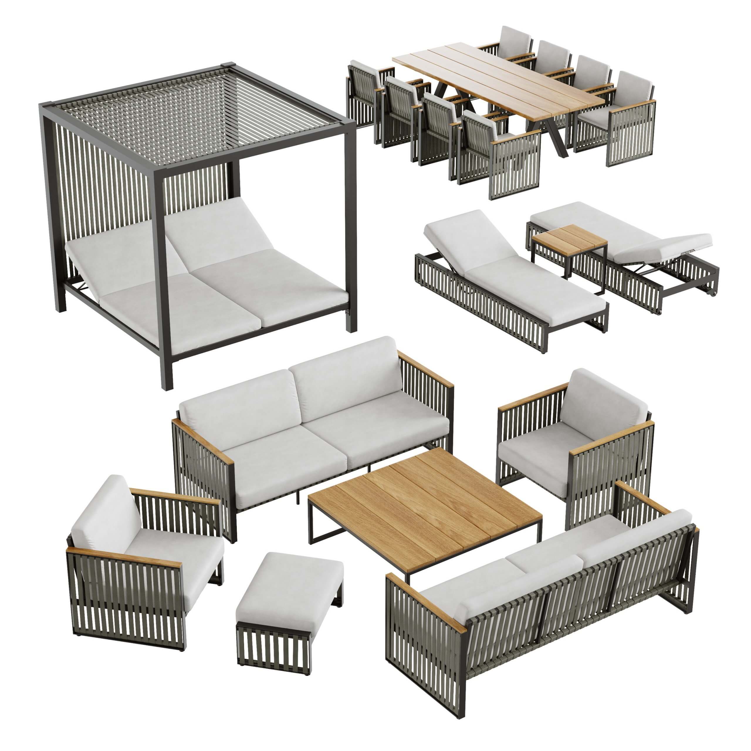 Skyline design Horizon系列户外花园全套家具3D模型（FBX,MAX）