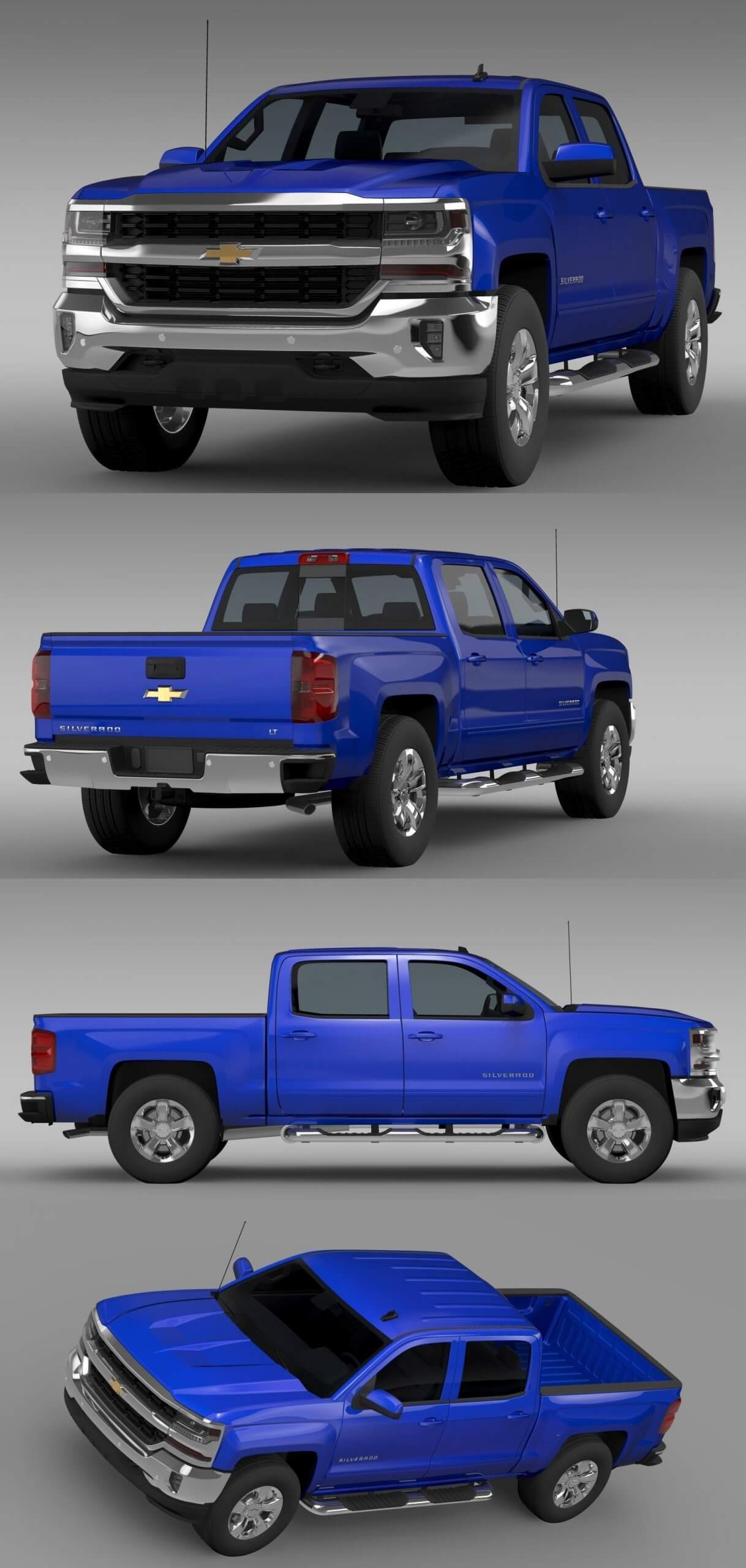 2016雪佛兰Chevrolet Silverado LT Crew Cab Short Box皮卡车3D模型（OBJ,FBX,MAX,C4D,LWO）