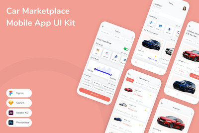 汽车市场移动应用APP UI KIT (FIG,PSD,SKETCH,XD)