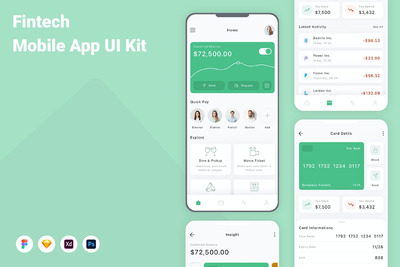 金融科技移动应用APP UI KIT (FIG,PSD,SKETCH,XD)