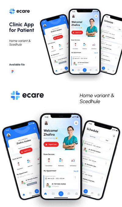 用于患者家庭变型的诊所应用APP UI KIT (FIG)