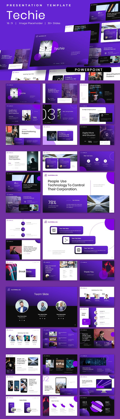 时尚高端个性配色的商业商务创意powerpoint幻灯片演示模板（pptx）