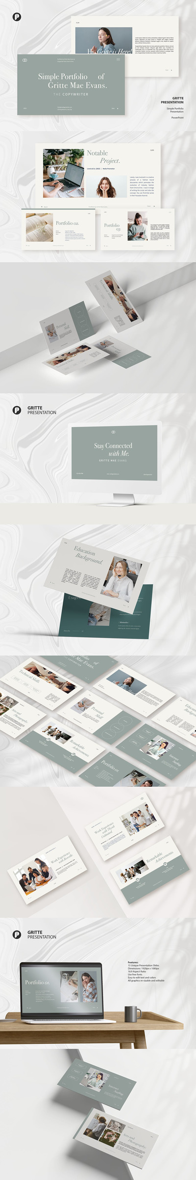 简约清新自然优雅的高端powerpoint幻灯片演示模板（pptx）