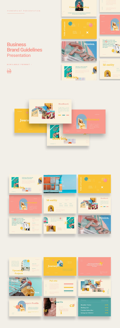 多彩的商业品牌指南PPT模板 (PPT,PPTX)