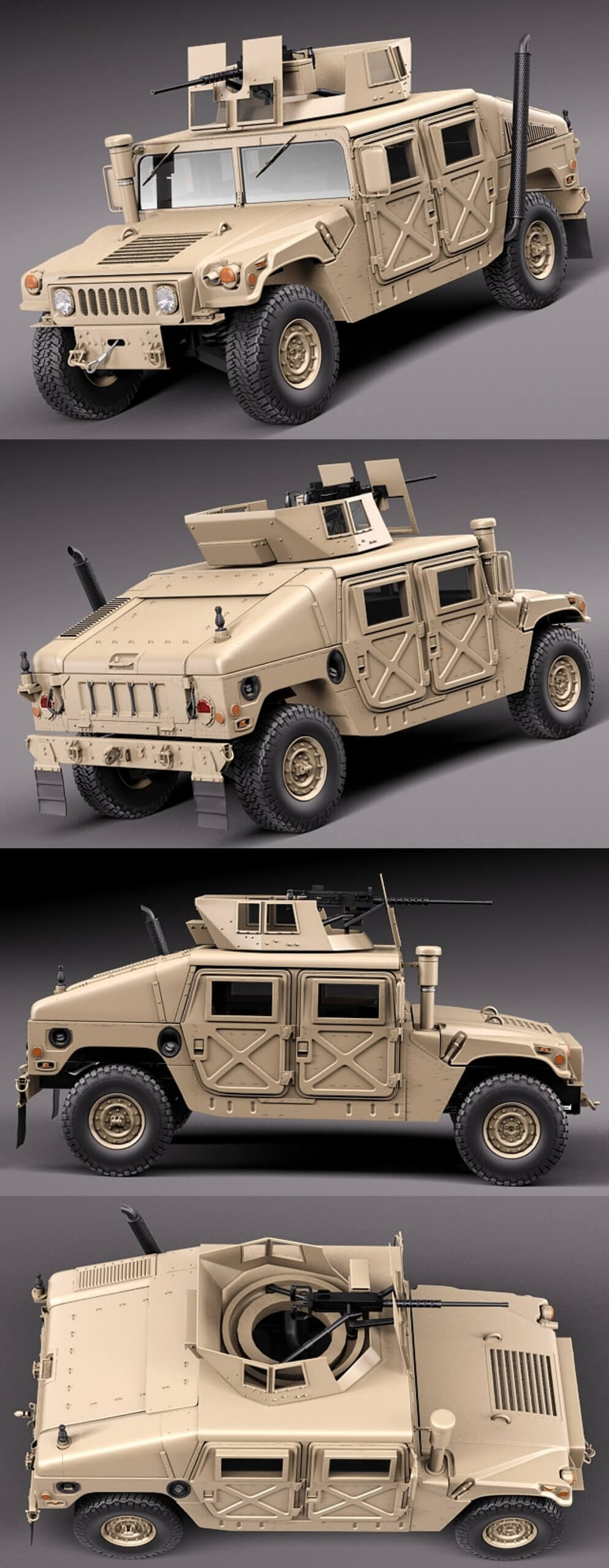 HMMWV Humvee悍马军用车3D模型（OBJ,FBX,MAX,C4D,LWO）