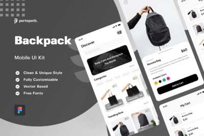 背包式移动应用APP UI KIT (FIG)