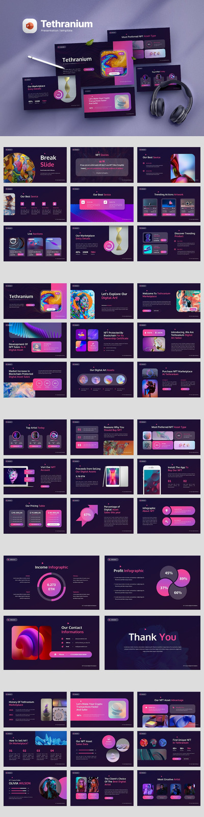 NFT创意艺术作品集PPT模板 (PPT,PPTX)