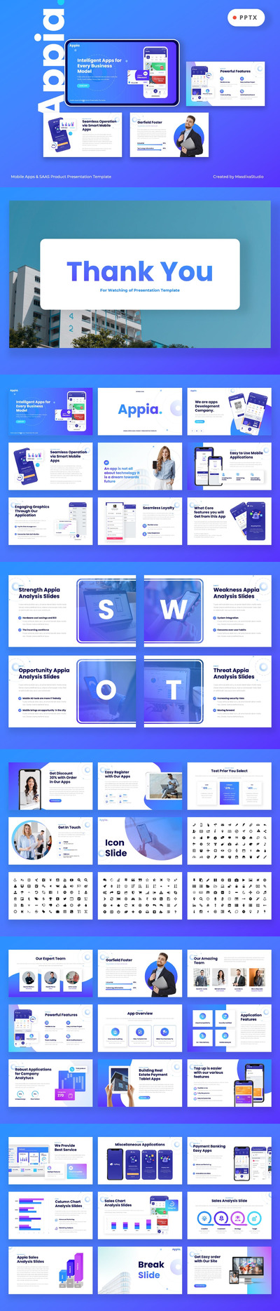 移动应用App和 SAAS产品ppt模板 (PPTX)