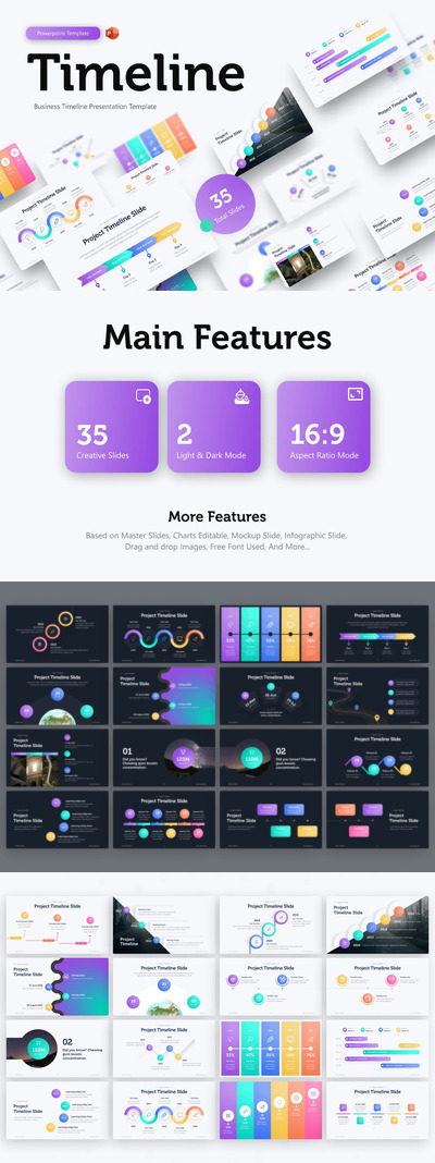 发展时间轴图表ppt模板 (PPTX)