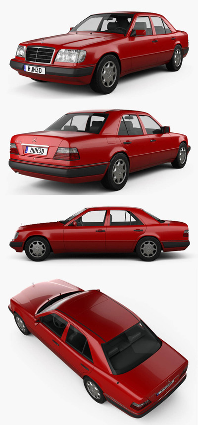 1993奔驰Mercedes Benz E Class sedan汽车3D模型（OBJ,FBX,MAX,C4D,LWO）