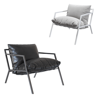 Ossen金属框架厚皮革布艺软垫扶手椅3D模型（OBJ,FBX,MAX）