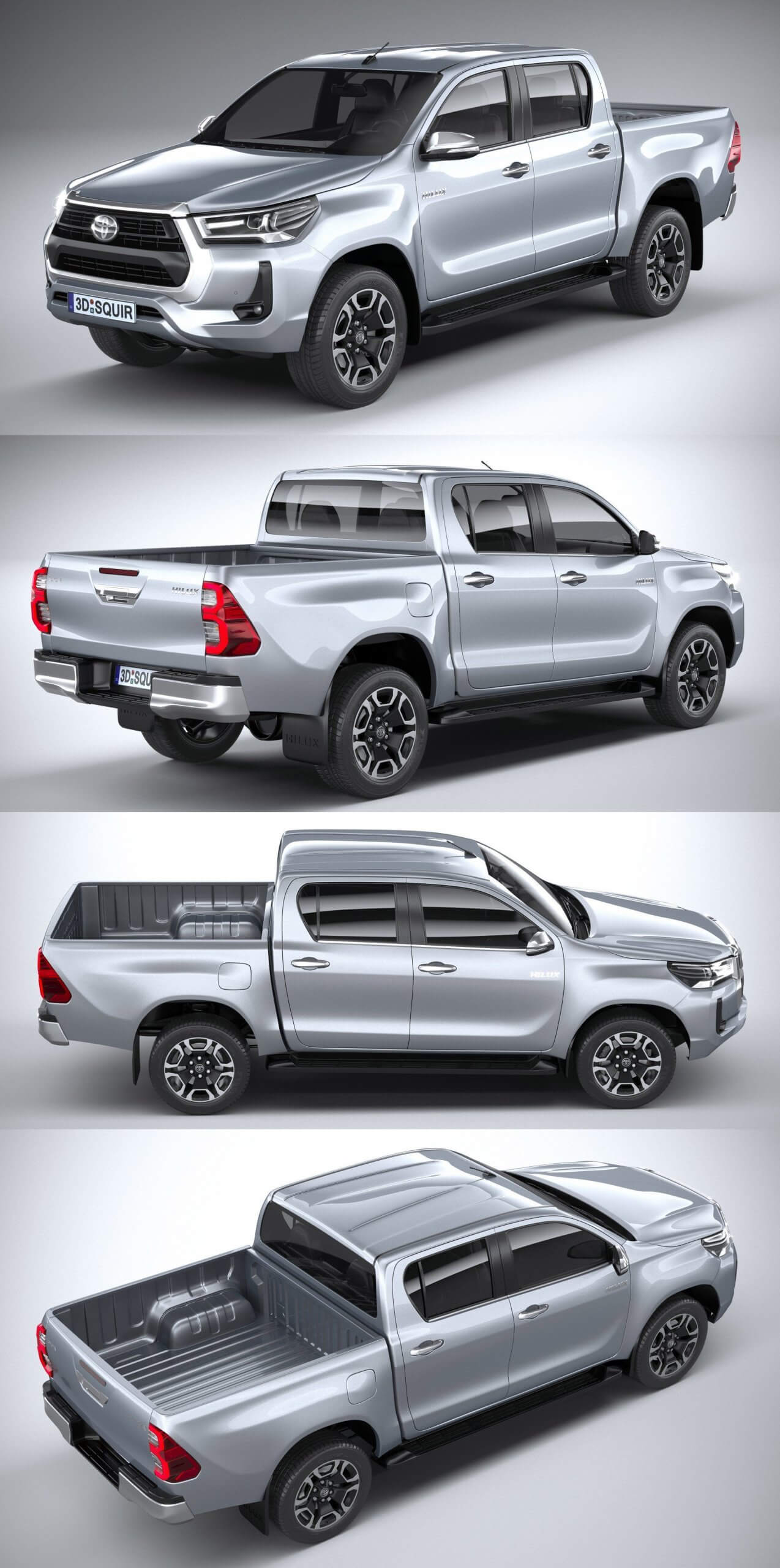 2021丰田Toyota Hilux Double Cab皮卡车3D模型（OBJ,FBX,MAX）