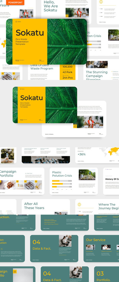 时尚高端清新简约绿色环保风格的多用途powerpoint幻灯片演示模板（pptx）