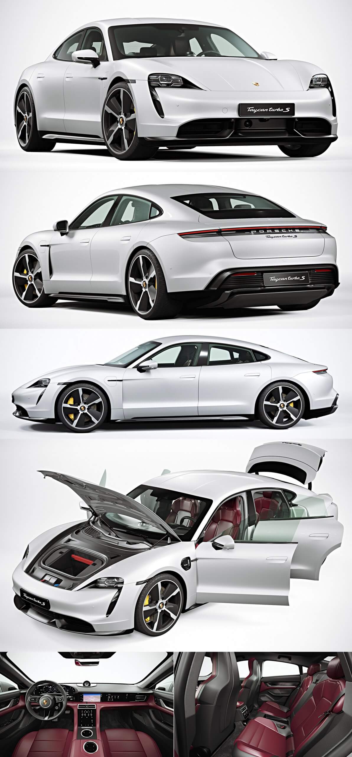 2020保时捷Porsche Taycan电动跑车3D模型（OBJ,FBX,MAX）