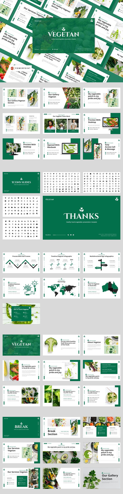 健康食品和蔬菜ppt模板 (PPT,PPTX)