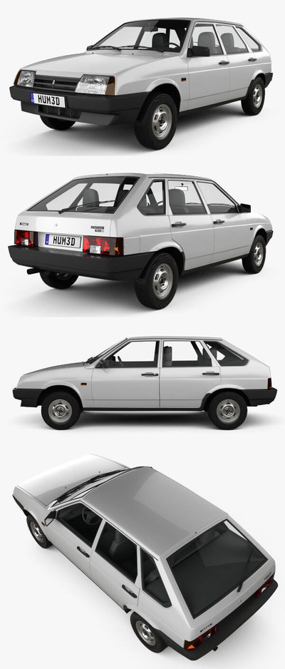 1987 VAZ Lada 2109汽车3D模型（OBJ,FBX,MAX,C4D,LWO）