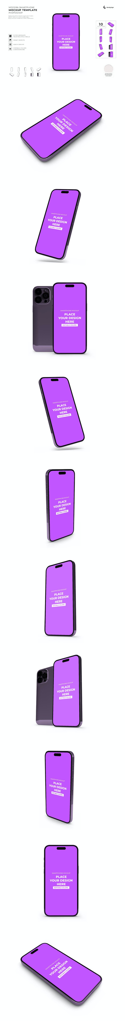 iPhone 14 Pro Max智能手机样机模板集 (PSD)