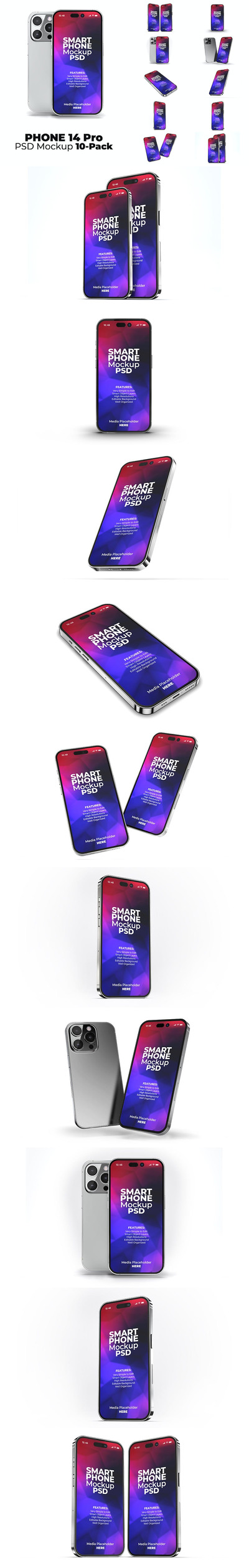 iPhone 14 Pro App展示屏幕样机模板 (PSD)