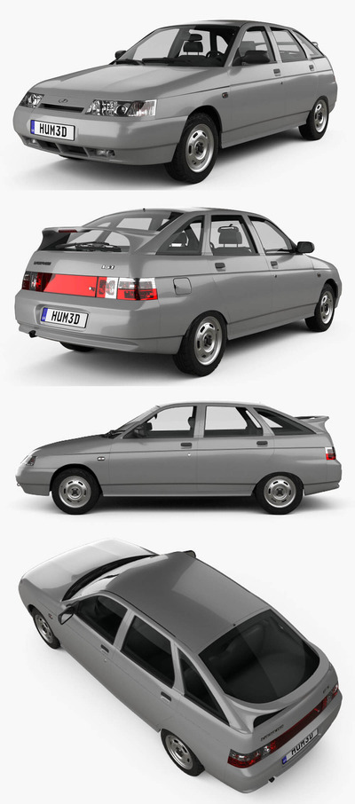 1995 VAZ Lada 2112掀背车 汽车3D模型（OBJ,FBX,MAX,C4D,LWO）