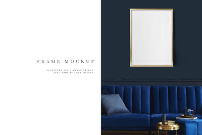 沙发墙壁框架画框样机模板 (PSD,JPG)