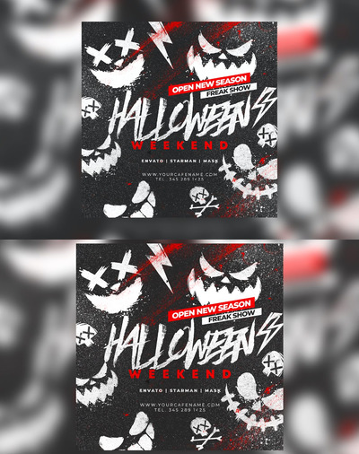 万圣节简单符号海报模版 (PSD)