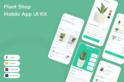 绿植电商移动应用APP UI KIT (FIG,PSD,SKETCH,XD)