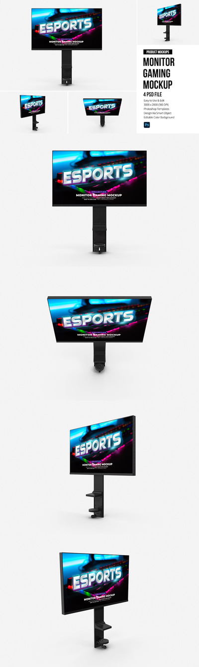 游戏显示屏屏幕样机模板 (PSD)