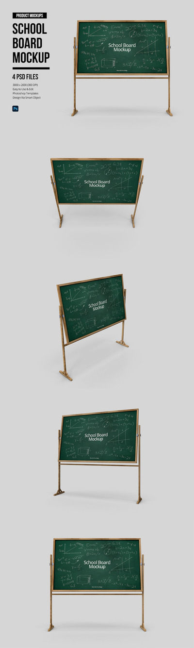 木架写字黑板设计样机模板 (PSD)