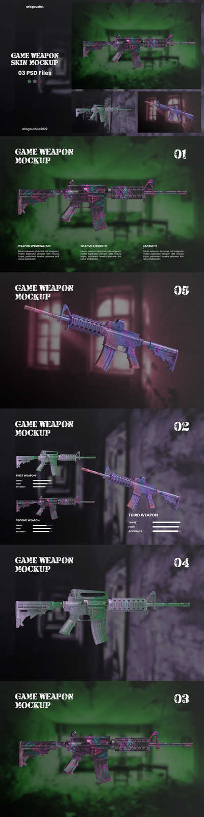 游戏枪械武器M4A1皮肤设计样机 (PSD)