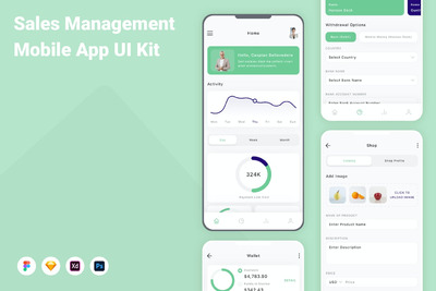 销售管理移动应用APP UI KIT (FIG,PSD,SKETCH,XD)
