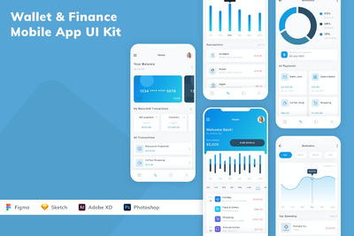 钱包和金融移动应用APP UI KIT (FIG,SKETCH,XD,PSD)