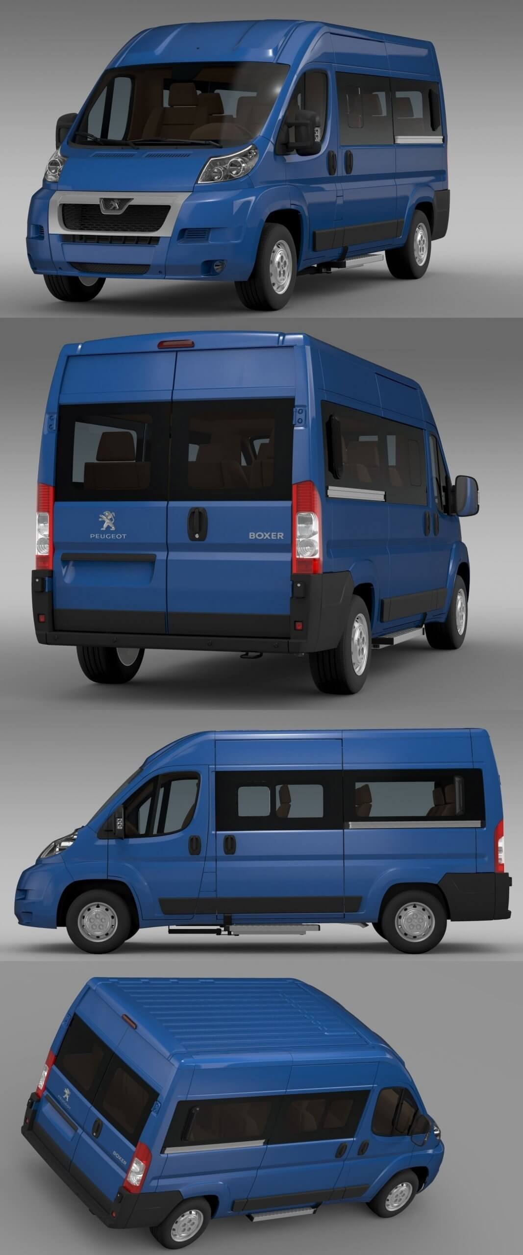 2006-2014标志Peugeot Boxer Window Van L2H2商用车车3D模型（OBJ,FBX,MAX,C4D,LWO）
