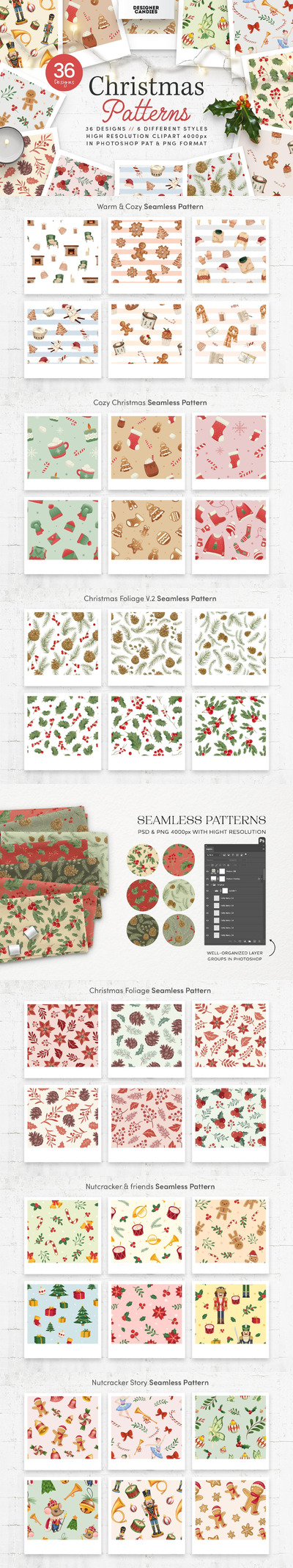 圣诞节花卉图案 (PNG)