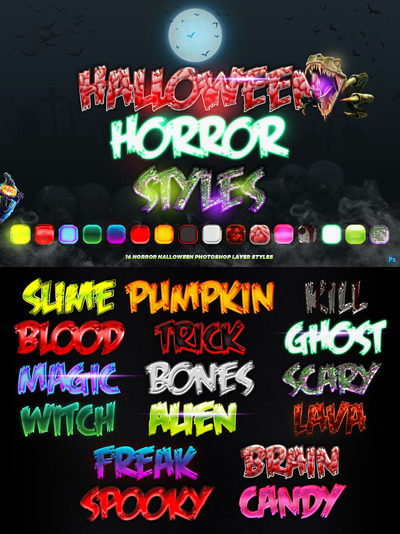 万圣节Photoshop图层样式 (ASL,PSD)
