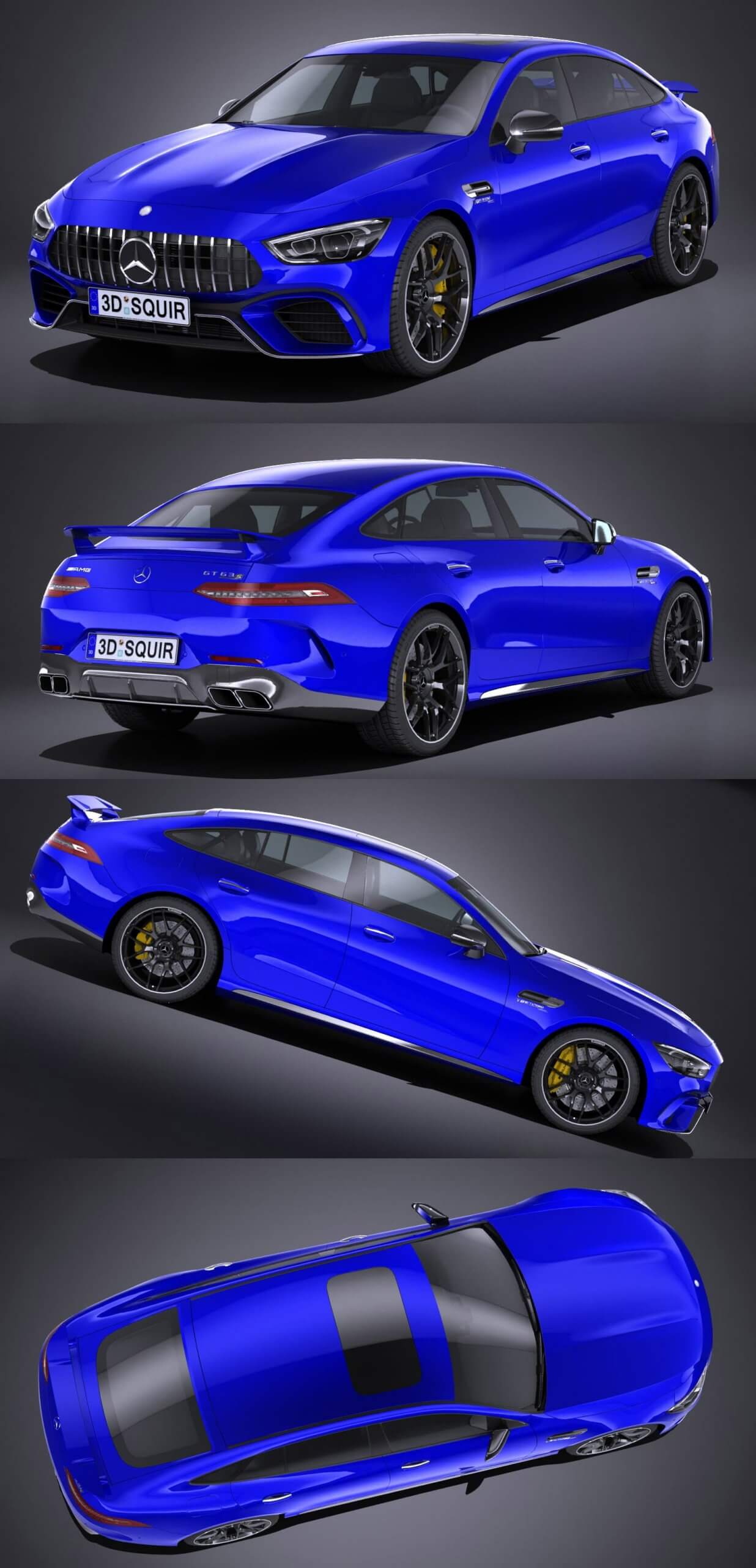 2019奔驰Mercedes AMG GT 63汽车3D模型（OBJ,FBX,MAX,C4D,LWO）
