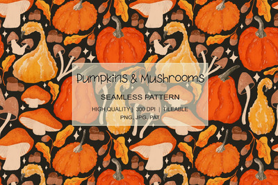 南瓜和蘑菇万圣节图案 (JPG,PNG)