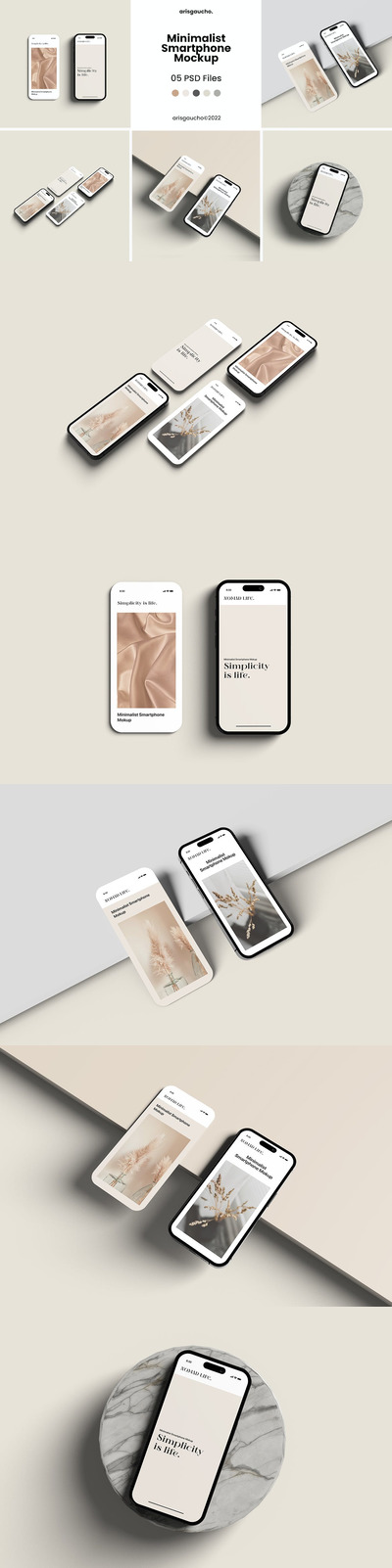 极简主义智能手机UI展示样机 (PSD)