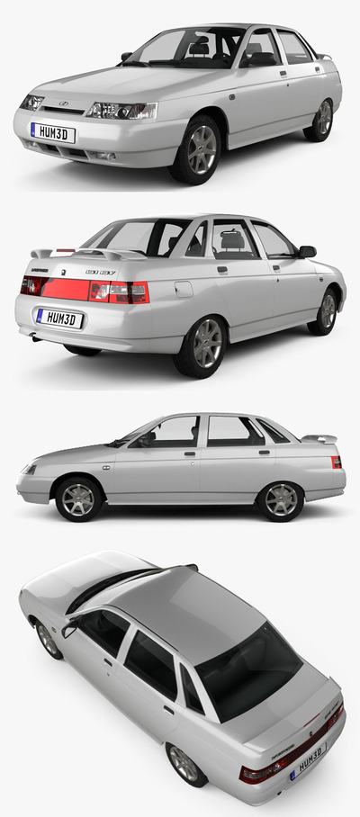 1995 VAZ Lada 2110 sedan汽车3D模型（OBJ,FBX,MAX,C4D,LWO）