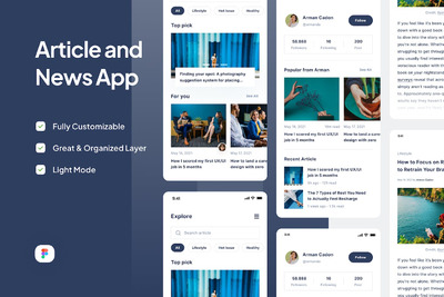 文章和新闻应用APP UI KIT (FIG)