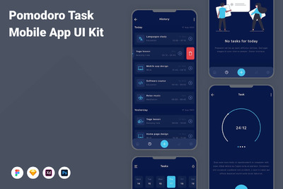 任务管理移动应用APP UI KIT (FIG,PSD,SKETCH,XD)