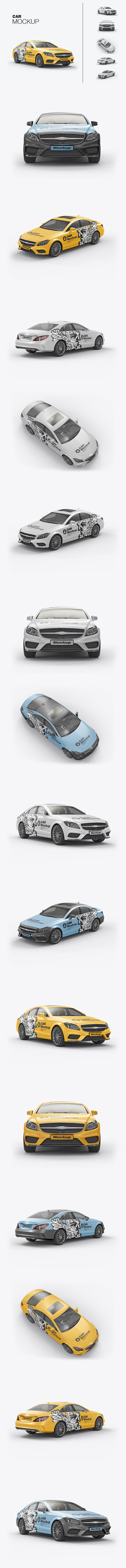 豪华汽车轿车车身广告设计样机 (PSD)