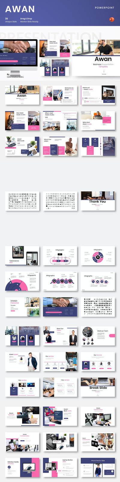 🔴高品质的高端配色商业商务powerpoint幻灯片演示模板（pptx）