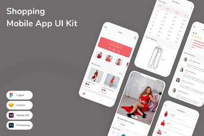 购物移动应用App UI Kit (FIG,PSD,SKETCH,XD)