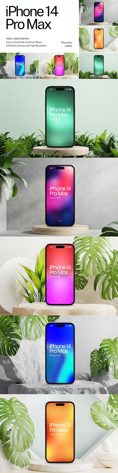 🔴高品质的iPhone 14 Pro Max APP UI样机展示模型mockups