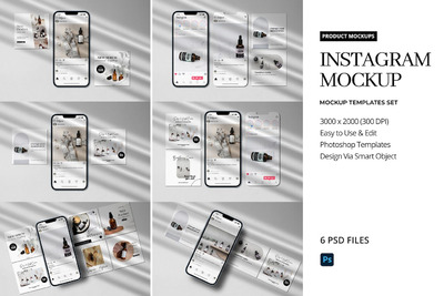 🔴高品质的Instagram社交媒体 APP UI样机展示模型mockups