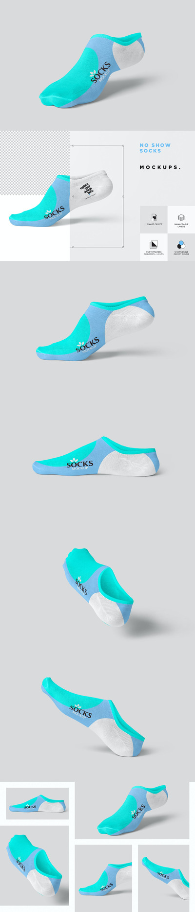 低帮及踝袜子设计样机 (PSD)