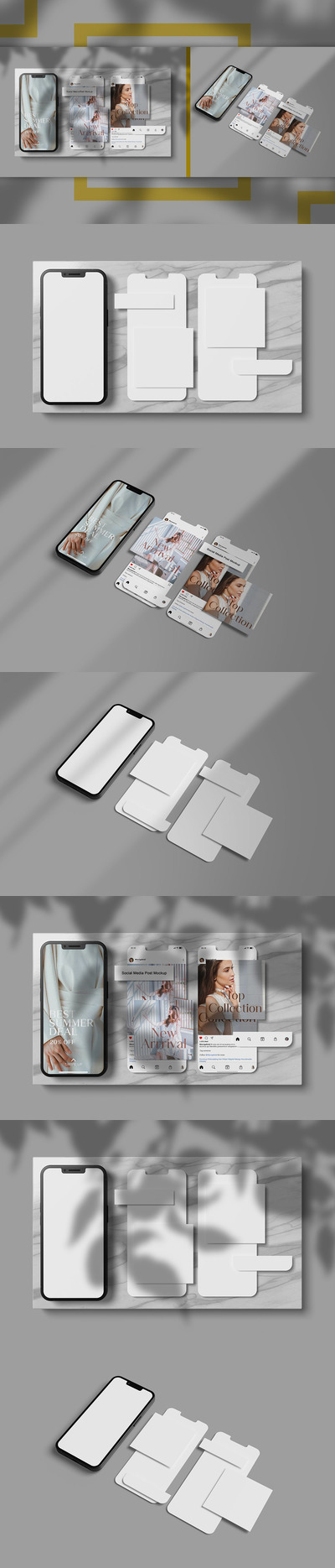 社交媒体INS帖子手机屏幕样机 (PSD)