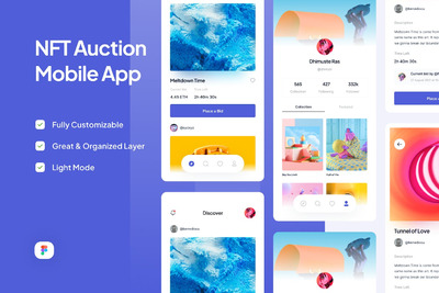 NFT拍卖手机应用App UI Kit (FIG)